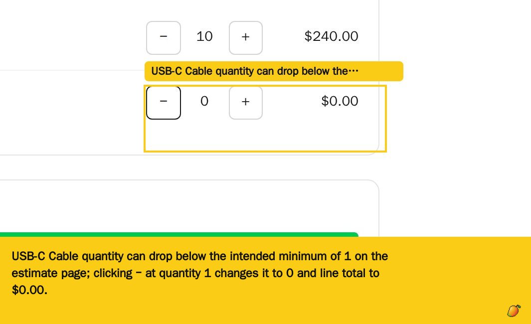 USB-C Cable quantity can drop below the intended minimum of 1 on the estimate p…