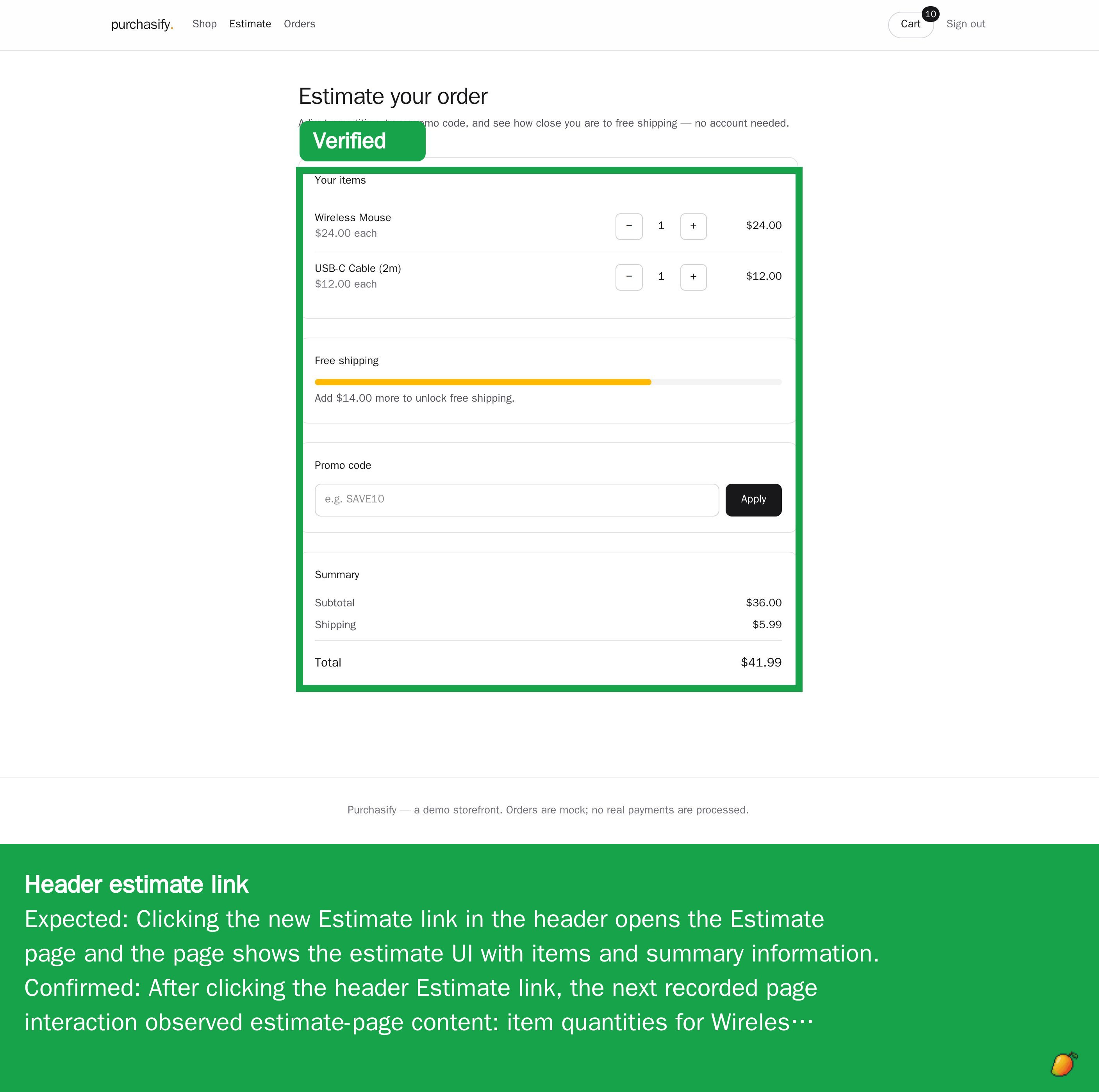 Header estimate link evidence